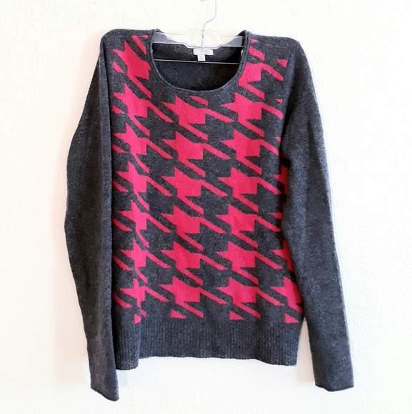 Halogen Gray Cashmere Sweater  Pink Geometric Design - Size XS Pullover Sweater - Picture 6 of 12